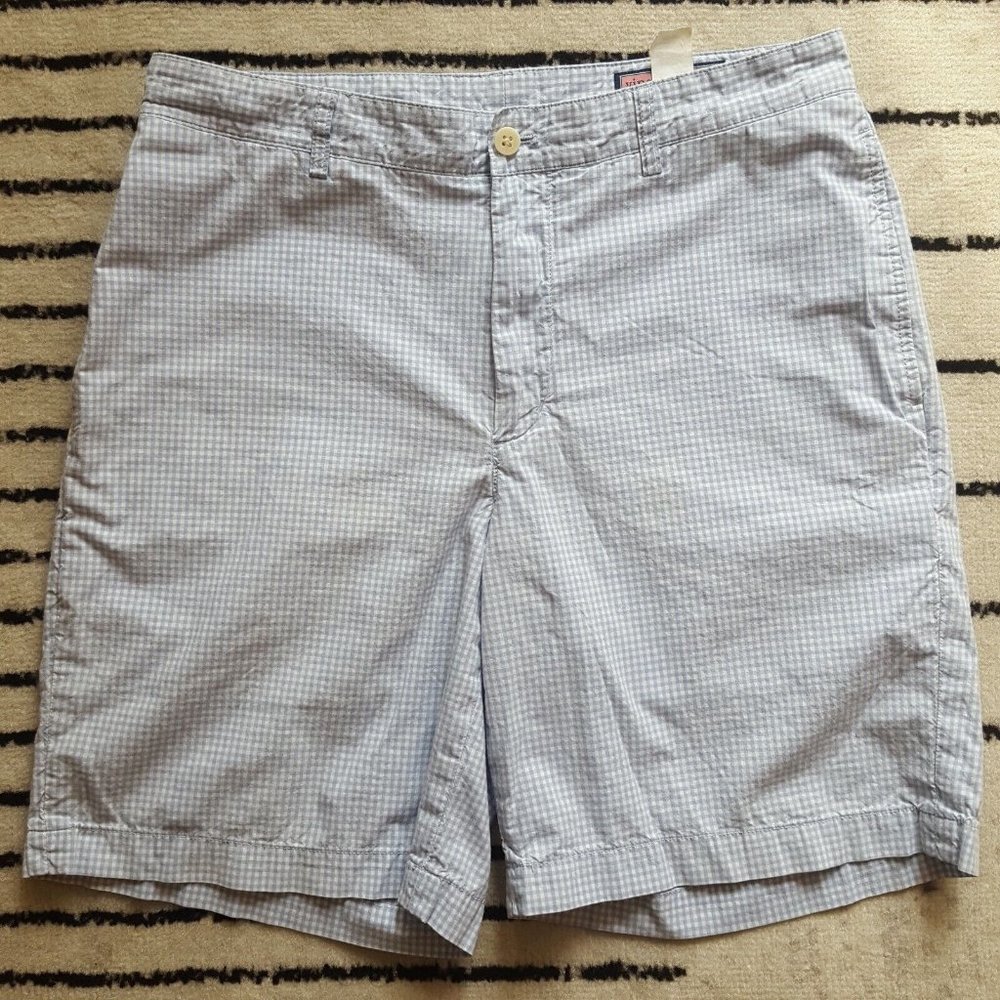 Men's Vineyard Vines Breaker Shorts Size 32 White & Blue Check All Cotton